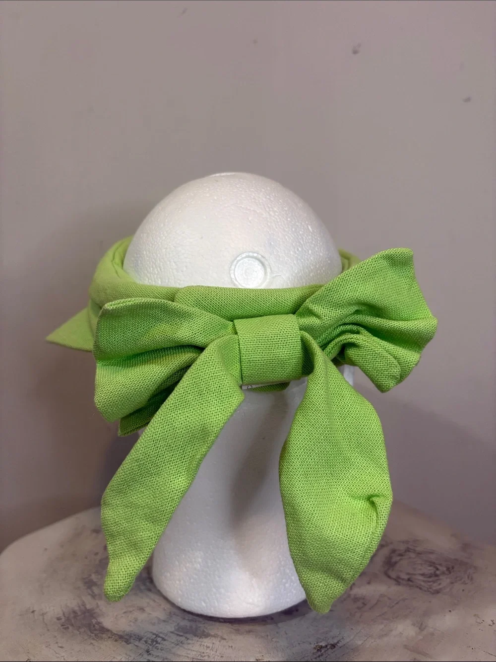 Scala Lime Green Cotton Large Bow Back Oversized Brim Visor Citrus Velcro Strap